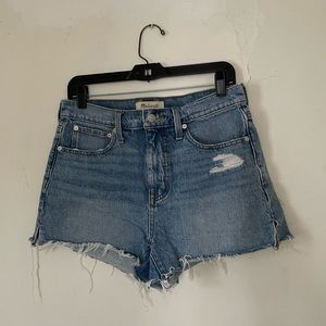 madewell medium wash relaxed denim shorts